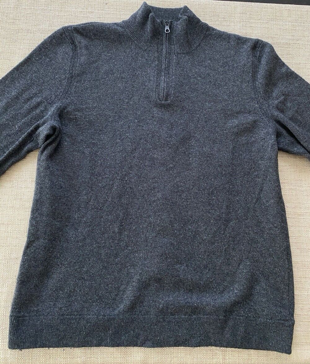 RAG & BONE 100% Wool Trim: Lamb Leather Men's Quarter Zip Sweater M